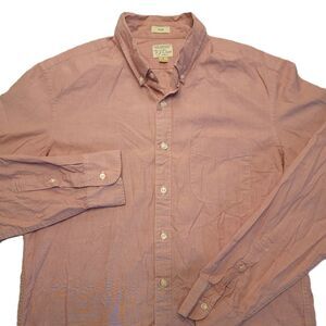 J Crew Mens L  Shirt Pink Stretch Slim Secret Wash Organic Cotton Button Up